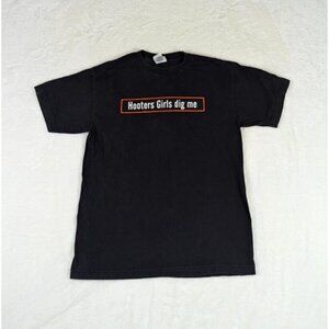 Hooters Black Short Sleeve Tee with Orange/White Chest Logo